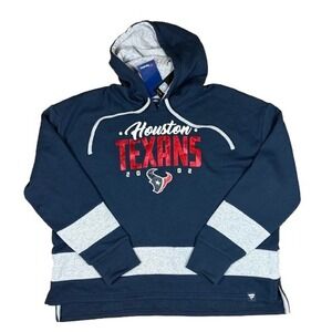 NWT Fanatics Houston Texans Logo Hoodie NFL Football Navy Gray Womens Size 2XL